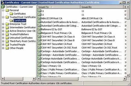 Gestionarea certificatelor de utilizator, certificate - caracteristici de securitate Windows Server 2003