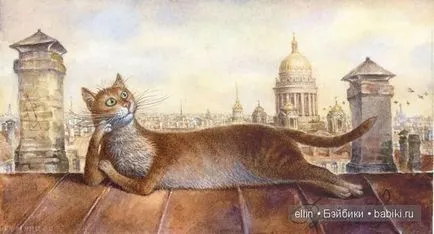 Gyönyörű macskák St. Petersburg művész Vladimir Rumyantsev