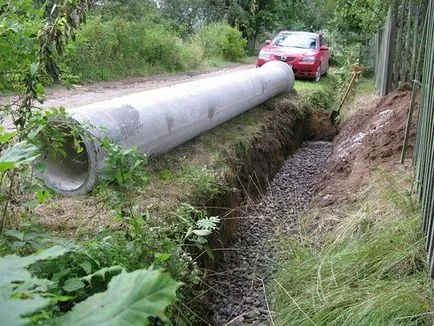 Válassza ki és tegyük a csövet egy árokba a csekken fotó lehetőségek