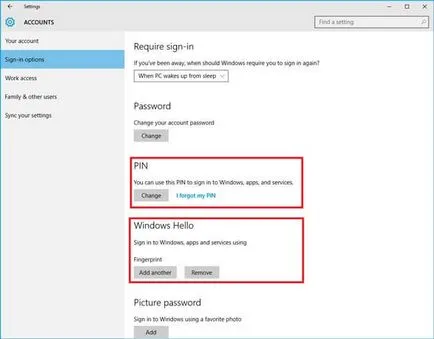 logon de amprente pe Windows 10