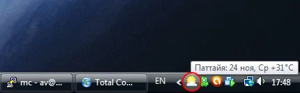 Fan pe Meteonovosti - aplicație meteo pe bara de activități Windows