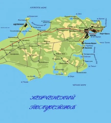 plaje generali de Crimeea de Est, plajele General pe o hartă, o fotografie