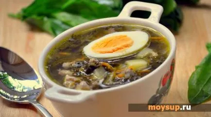 Főzni leves sóska tojás - egy egyszerű recept a fotó