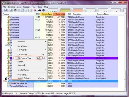 În ferestre «ucide» programul pe care nu se poate închide Task Manager