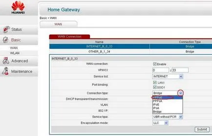 Beállítása a modem Huawei hg532e mód - router