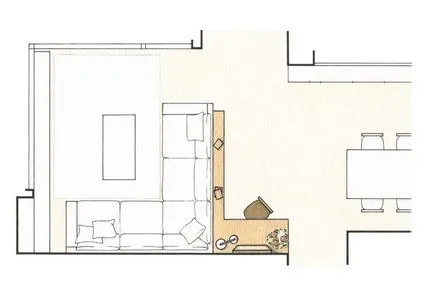 Апартаментът се състои от дневна с 2 съседни зони, идеи и планове на помещенията
