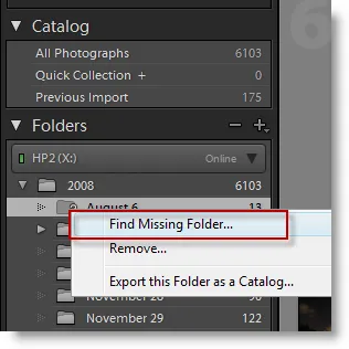 Загубени файлове и папки в Lightroom