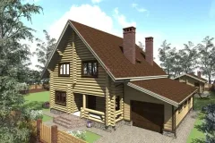 Дървени къщи с гараж и таванско помещение