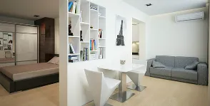 Reparatii apartament cu un dormitor într-un stil minimalist