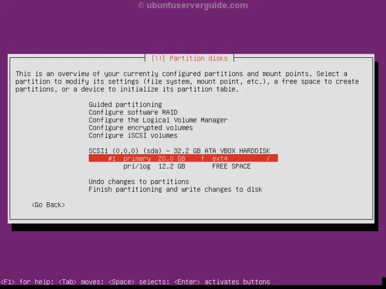 Ghid pentru crearea unei partiții în ediție server ubuntu