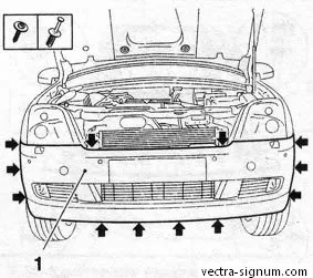 Scoaterea bara de protecție din față (de înlocuire spoiler) Opel Vectra, Opel Vectra