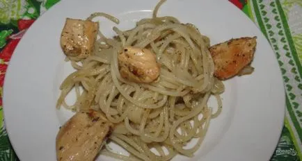 Spagetti csirkével, tejszínes mártásban - lépésről lépésre recept fotók