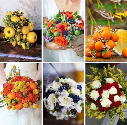 Сватбени букети за булки с възможности за оформяне на плодове снимка