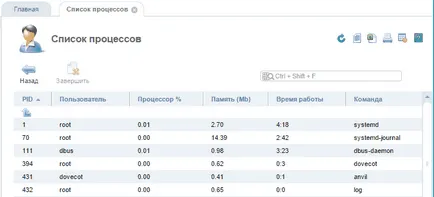 Panoul de control al serverului ispmanager