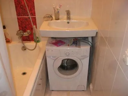 A mosógépet a fürdőszobában, mint a megfelelő helyen