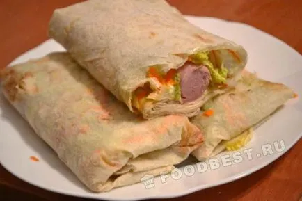 Hot dog egy pita egy lépésről lépésre recept fotók