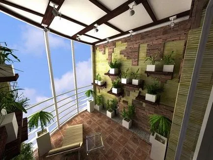 Зимна градина в апартамента на балкона с растения снимка дизайн