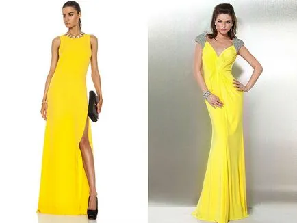 Жълт вечерна рокля разполага селекция
