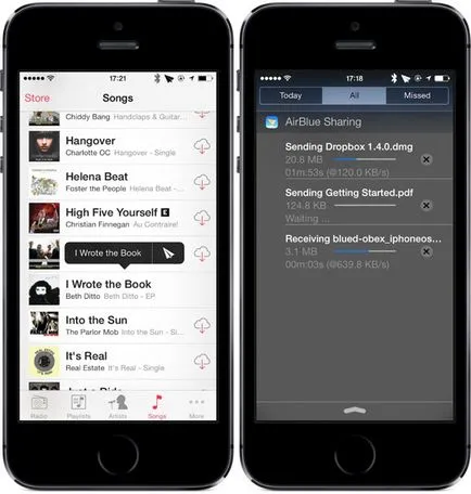 Airblue ощипване споделяне за прехвърляне на файлове чрез Bluetooth е съвместим с IOS 7 - Новини