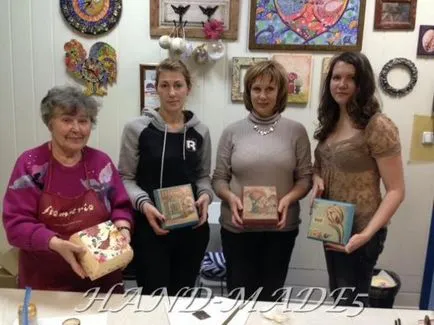 Decoupage doboz tea! Munkavégzés a kétlépcsős nyomtatás és craquelure! Fair mesterek - manuális