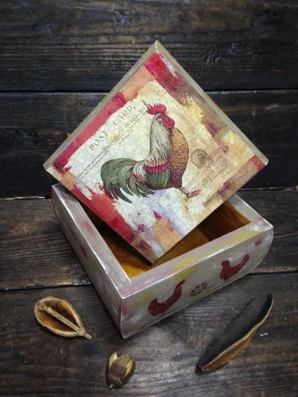 Decoupage doboz tea! Munkavégzés a kétlépcsős nyomtatás és craquelure! Fair mesterek - manuális