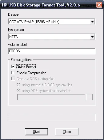 Formázza a flash meghajtót a ntfs