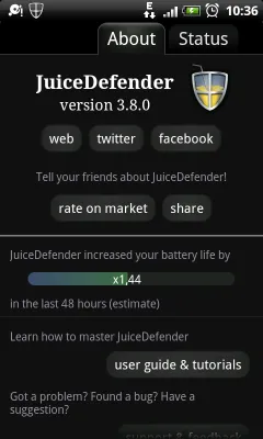 Juicedefender - integrate de economisire a bateriei pe Android