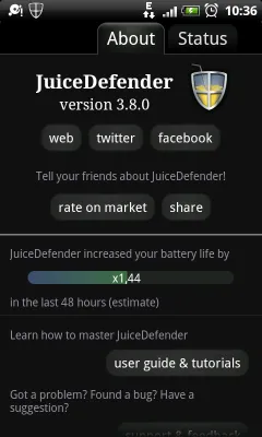 JuiceDefender - integrált energiatakarékossági android