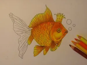 Как да се направи златна рибка постепенно привлече молив, моето бебе