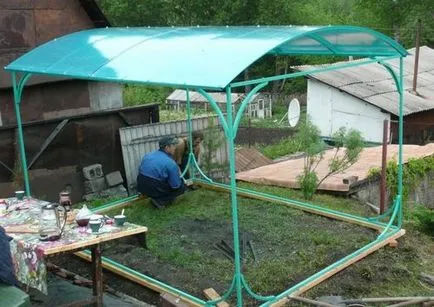 Hogyan építsünk egy tető polikarbonát pergola fotó, videó