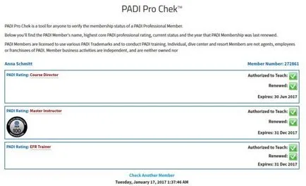 Как да проверите сертификата на PADI инструктор, обучение за гмуркане - подводно академия