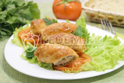 Csirke tekercs sajttal és gyógynövények - recept fotókkal