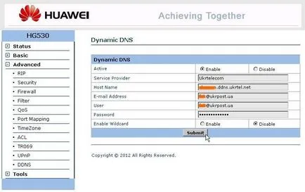 Setarea Dynamic DNS (DDNS) pe ADSL modem huawei hg530 Ukrtelecom