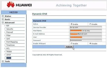 Setarea Dynamic DNS (DDNS) pe ADSL modem huawei hg530 Ukrtelecom