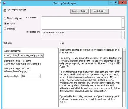 Beállítás háttérképként csoportházirend segítségével, Windows rendszergazdák számára