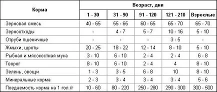 телета Приблизителна диета за хранене