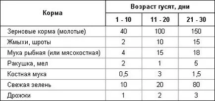 телета Приблизителна диета за хранене