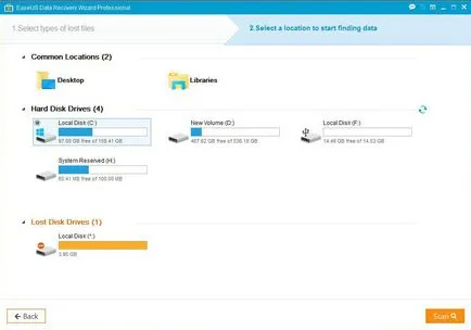 Adatmentés szoftver EASEUS Data Recovery varázsló pro, windows rendszerű