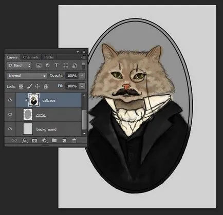 Desen în Photoshop Cat portret în stil victorian