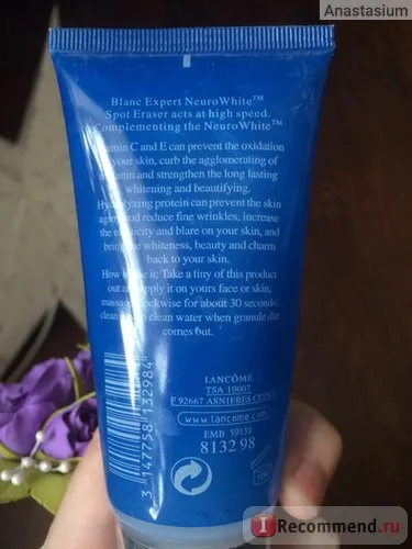 Scrub Lancome Blanc Expert neuro fehér x - «lesz a bőrt, hogy az 5 perc alatt!