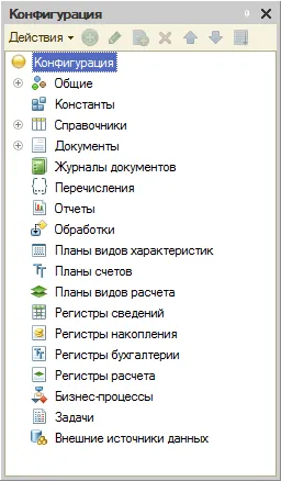 1С конфигурация дърво