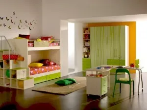 Tervezz egy gyermek szoba két gyermek, egy kis hálószoba belső kilátás ágyak