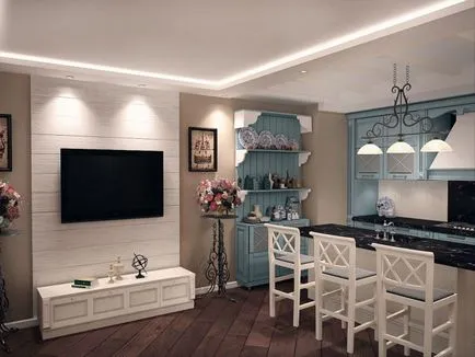 Design de bucătărie în stil marin, cu mâinile în decorarea principiilor principale