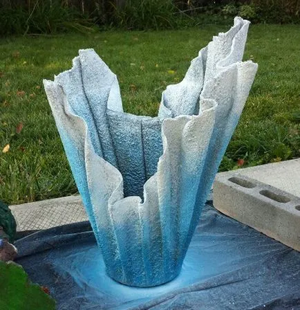 Саксии, направени от цимент и тъкани със собствените си ръце - модерен интериор