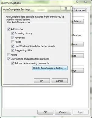 Hogyan lehet törölni a történelem az Internet Explorer autocomplete - elrejtése