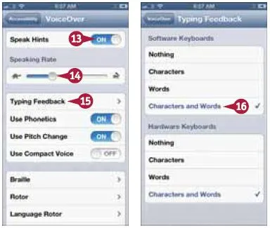 La fel ca în iPhone 5 pentru a configura utilizarea VoiceOver să se familiarizeze cu elementele de pe ecran - iPhone