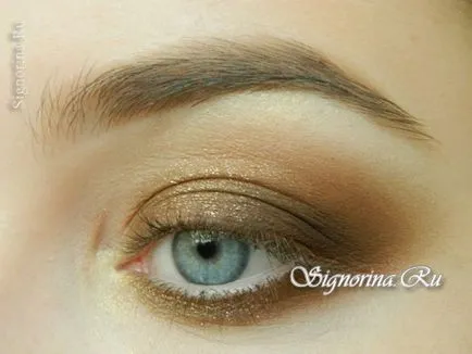 Make-up Smokey Eyes cu nuanțe de bronz pentru ochi albastru tutorial cu fotografii