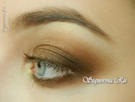 Make-up Smokey Eyes cu nuanțe de bronz pentru ochi albastru tutorial cu fotografii