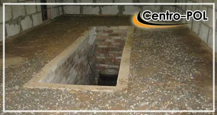 Пол яма в гараж, мазе и дупка за наблюдение, както и устройства за пълнене