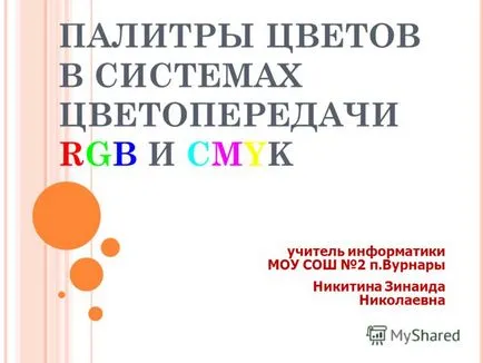 Представяне на цветовата палитра в Color System ЧЗС и науката гимназиален учител